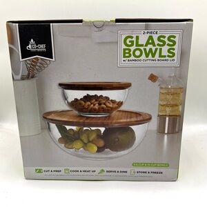 Glass Bowls with Bamboo Lids - 2-Piece Set